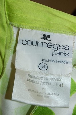 Lot 44 - A Courreges printed cotton satin gown,...
