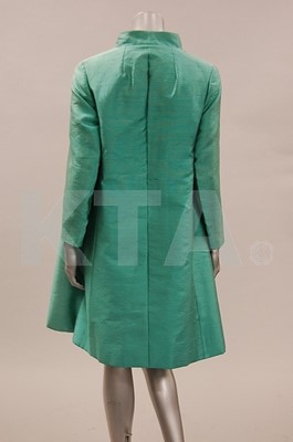 Lot 65 - A Jean Patou turquoise slubbed silk ensemble,...