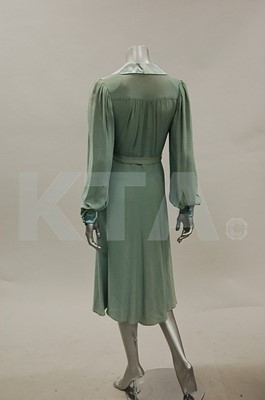 Lot 86 - An Ossie Clark pale blue moss crepe and satin...