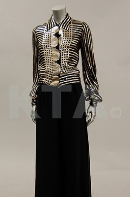 Lot 87 - A Thea Porter black chiffon and gold sequined...