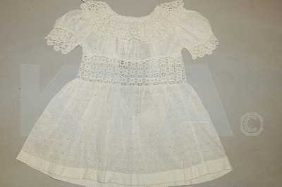 Lot 90 - Three lace inset and cutworked infant dresses...