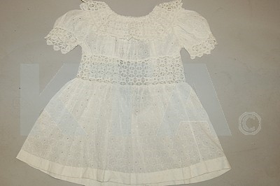 Lot 90 - Three lace inset and cutworked infant dresses...