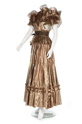 Lot 151 - A fine and rare Zandra Rhodes pleated gold...