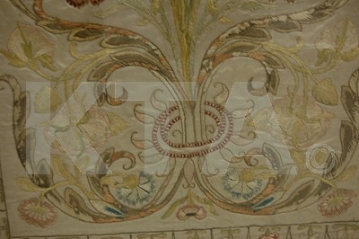 Lot 94 - A floss silk embroidered panel, Italian, 18th...