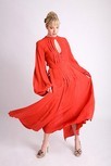 Lot 166 - A stylish Ossie Clark red moss crepe evening...