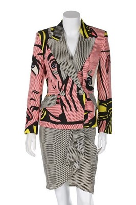 Lot 186 - A Moschino Lichtenstein pop-art printed crpe...