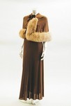 Lot 62 - A Maison Worth brown chiffon skirt and capelet,...