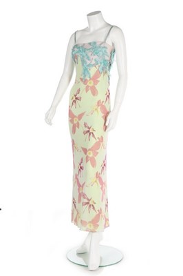 Lot 195 - A printed tulle evening gown in the style of...