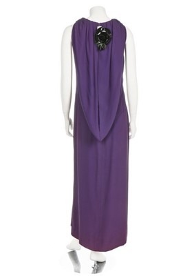 Lot 156 - A Pierre Cardin purple crepe evening gown,...