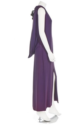 Lot 156 - A Pierre Cardin purple crepe evening gown,...
