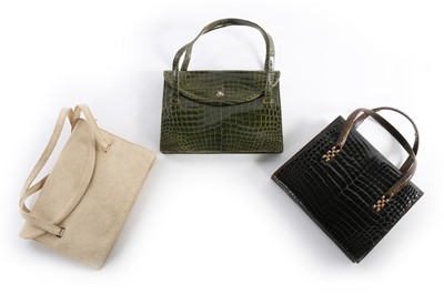 Lot 2 - A Christian Dior green crocodile handbag,...