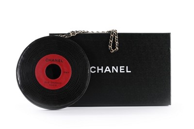 Lot 1 - A Chanel patent leather 'vinyl record' bag,...