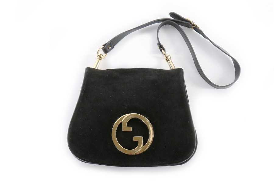 Click for high resolution Lot 4 - A Gucci black suede 'Blondie' shoulder bag,...