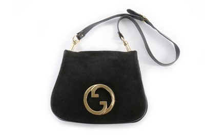 Lot 4 - A Gucci black suede 'Blondie' shoulder bag,...
