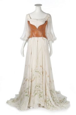 Lot 211 - An Alexander McQueen romantic white chiffon...