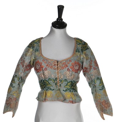 Lot 21 - A woman's brocaded silk bodice, probably...