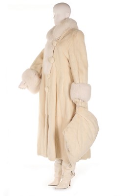 Lot 12 - A white mink coat, probably 1990s, with...
