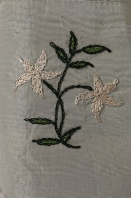 Lot 23 - A fine embroidered dove-grey silk robe...