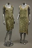 Lot 237 - Two pale green beaded flapper dresses, 1920s,...