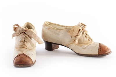 Lot 219 - Empress Eugenie's summer brogues, 1870s, with...