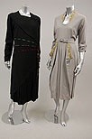 Lot 307 - A Digby Morton black wool day dress, 1930s,...