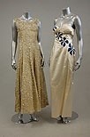 Lot 326 - A Norman Hartnell sequined ivory lace ball...