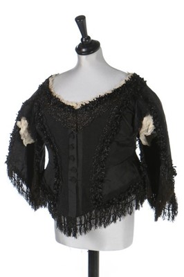 Lot 221 - Queen Victoria's beaded black silk mourning...