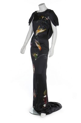 Lot 212 - An Alexander McQueen black satin evening gown,...