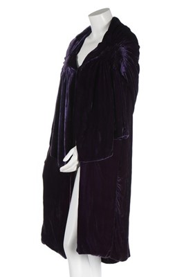 Lot 53 - A Callot Soeurs couture purple velvet evening...