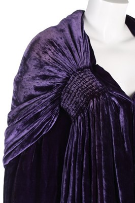 Lot 53 - A Callot Soeurs couture purple velvet evening...