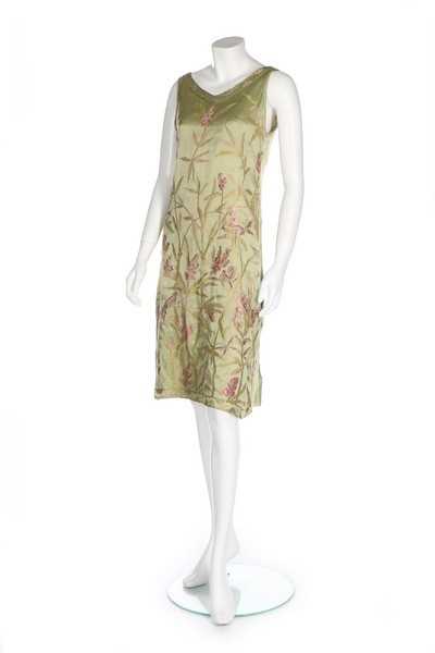 Lot 59 - A Callot Soeurs couture embroidered green...