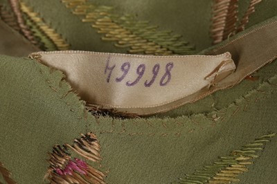 Lot 59 - A Callot Soeurs couture embroidered green...