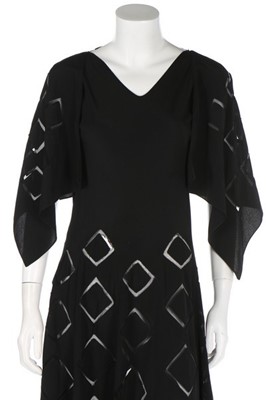 Lot 73 - A Jeanne Lanvin couture cutwork black silk...