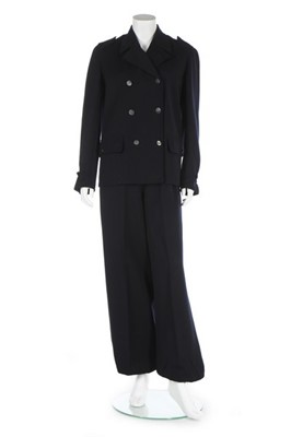 Lot 66 - A navy wool ski suit, French, circa 1937, with...