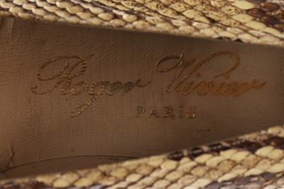 Lot 101 - A pair of Roger Vivier snakeskin shoes, mid...