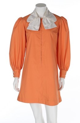 Lot 109 - A rare Twiggy boutique orange cotton dress,...