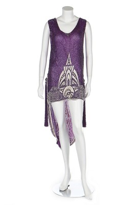 Lot 192 - A good sequinned tulle purple flapper dress,...