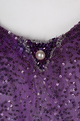 Lot 192 - A good sequinned tulle purple flapper dress,...
