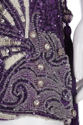 Lot 192 - A good sequinned tulle purple flapper dress,...