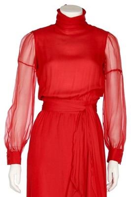 Lot 294 - A Valentino red chiffon dress, 1970s, Boutique...