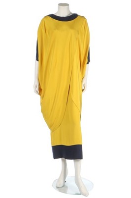 Lot 182 - A Pierre Cardin lemon silk crêpe toga-style dress, 1980s