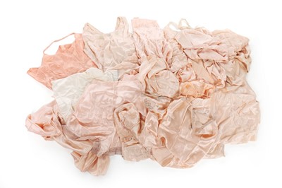 Lot 58 - A large group of mainly peach satin French...