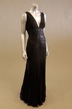 Lot 129 - A black and grey georgette evening gown, with...