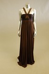 Lot 144 - A brown silk halterneck evening gown,...
