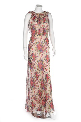 Lot 227 - Two printed chiffon garden party gowns, 1930s,...