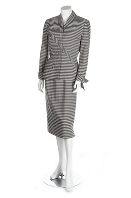 Lot 226 - An Irene striped grey wool suit, late 1940s,...