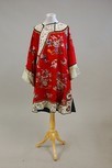 Lot 216 - A ladies red damask embroidered informal robe,...