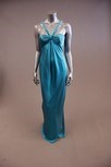 Lot 22 - An aqua satin empire line evening gown, with...