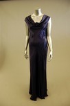 Lot 23 - A midnight blue satin evening gown, with...