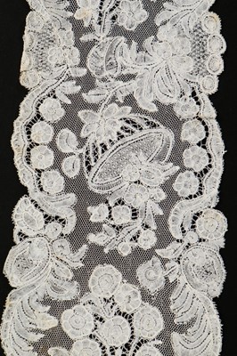 Lot 428 - A pair of joined Brussels lace lappets,...